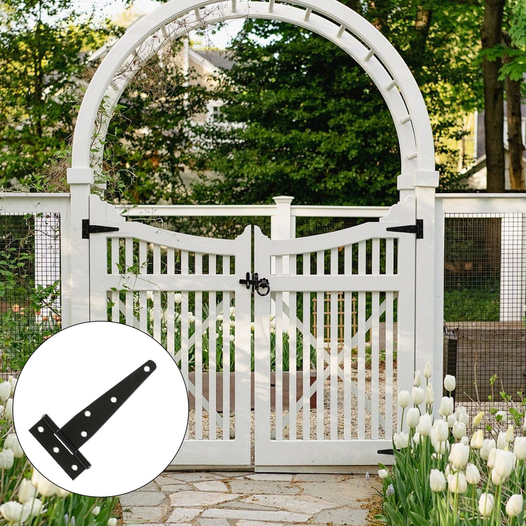 T Strap Hinges Heavy Duty, Shed Door Gate Hinges(Black) (12 Pcs *6 inch)