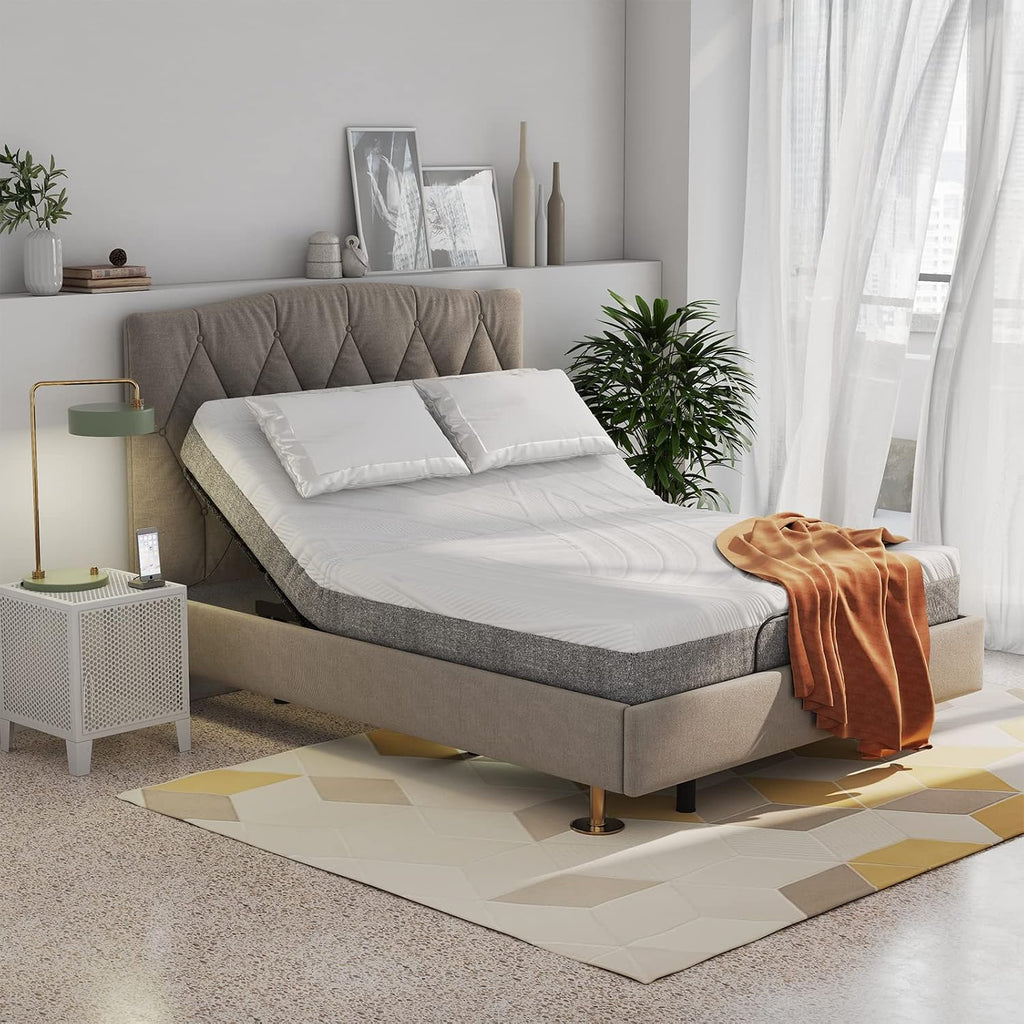 Adjustable Bed Base with Remote, Electric Reclining Bed with Head & Foot Incline, LED Under-Bed Lighting and Dual USB