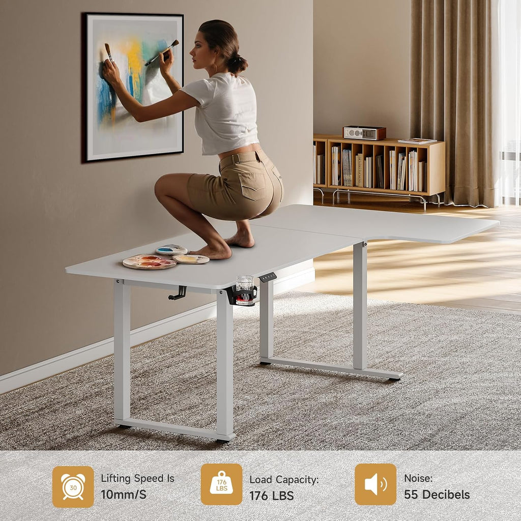 L Shaped Standing Desk, 71x43 Inches Electric L Stand Up Desk | Office Desk with 4 Legs, Dual Motor and Memory