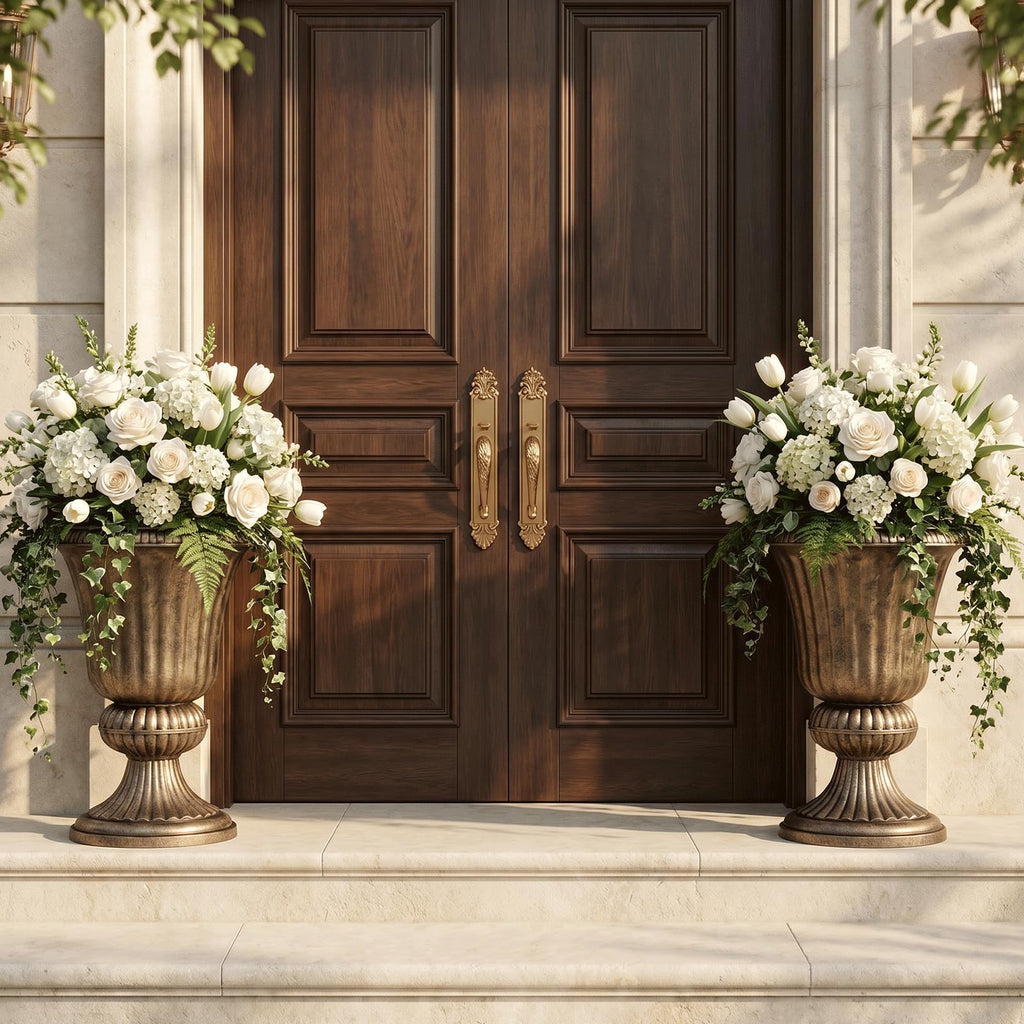 20 Inch Urn Planter for Outdoor Plants, Set of 2, Bronze