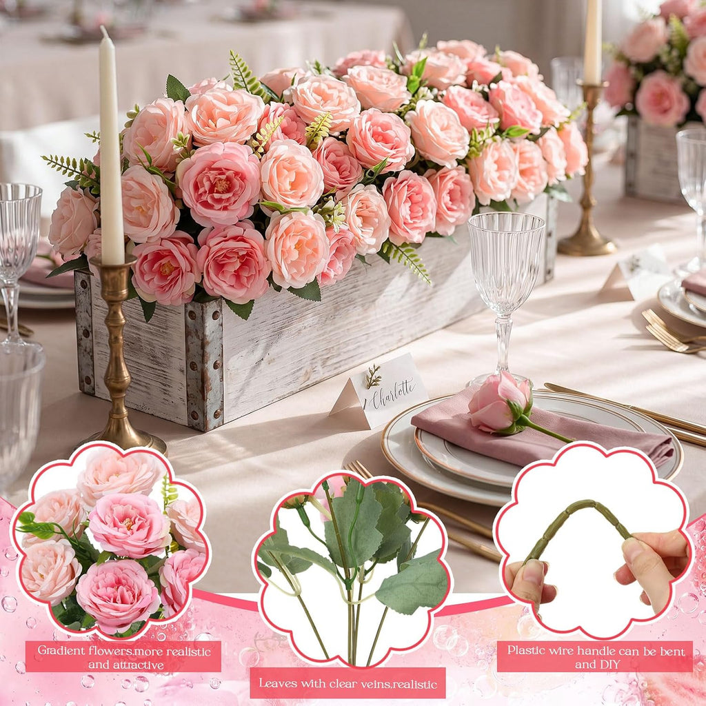 Artificial Peonies Flowers Fake Silk Peony Bouquet Faux Peonies Flowers Bulk for Decoration Vase Floral Arrangements - Set of 8