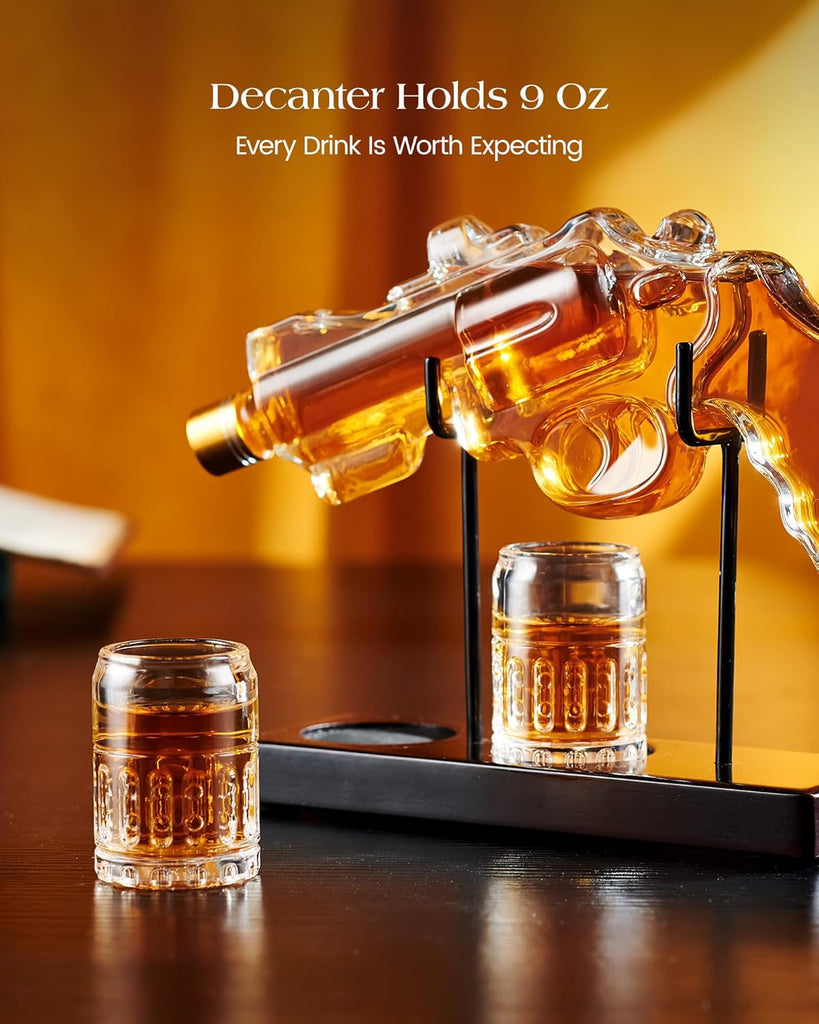 Birthday Gifts for Men Dad, Gun Whiskey Decanter Set with Shot Glass, Cool Anniversary Ideas for Him Husband Brother