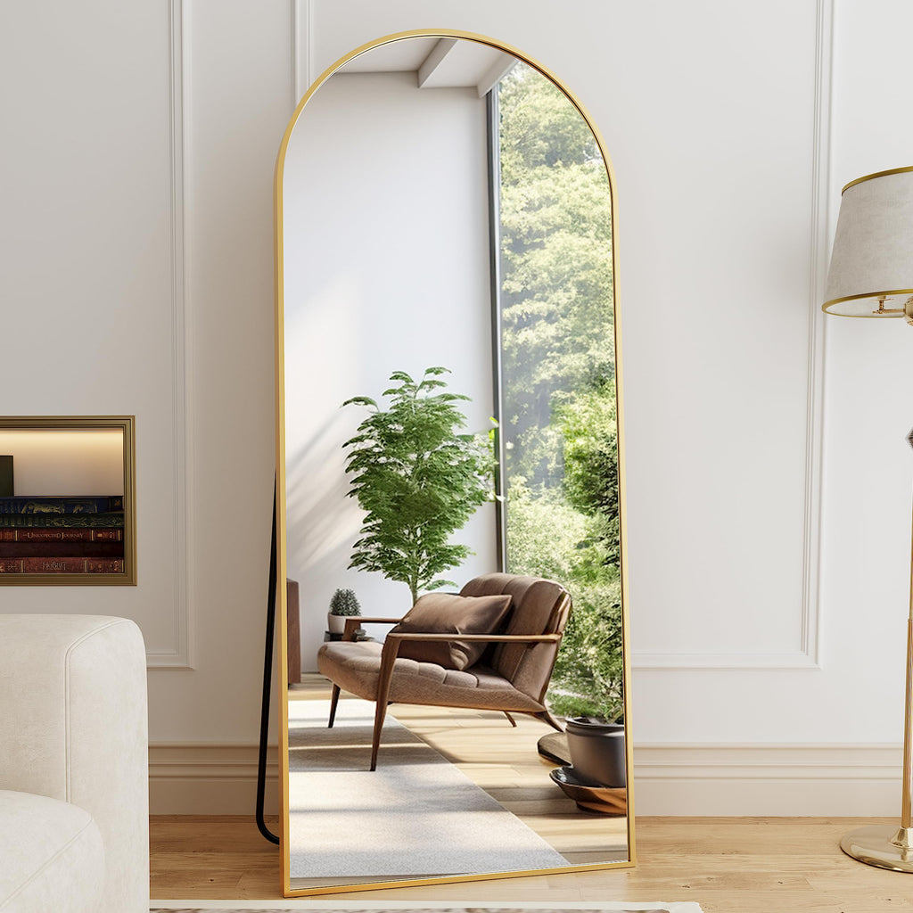 Full Length Mirror, 71"x26" Arched Standing Mirror Full Length (Gold)