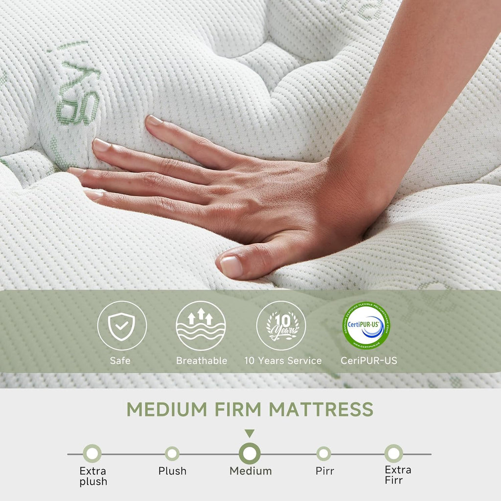 King Size Mattress, 14 Inch Hybrid King Mattress in a Box, Medium Firm Memory Foam Mattress, with Individual Pocket