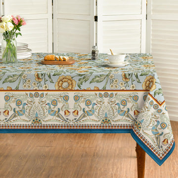Floral Bordered French Rectangular Tablecloth, 60x120 Inch