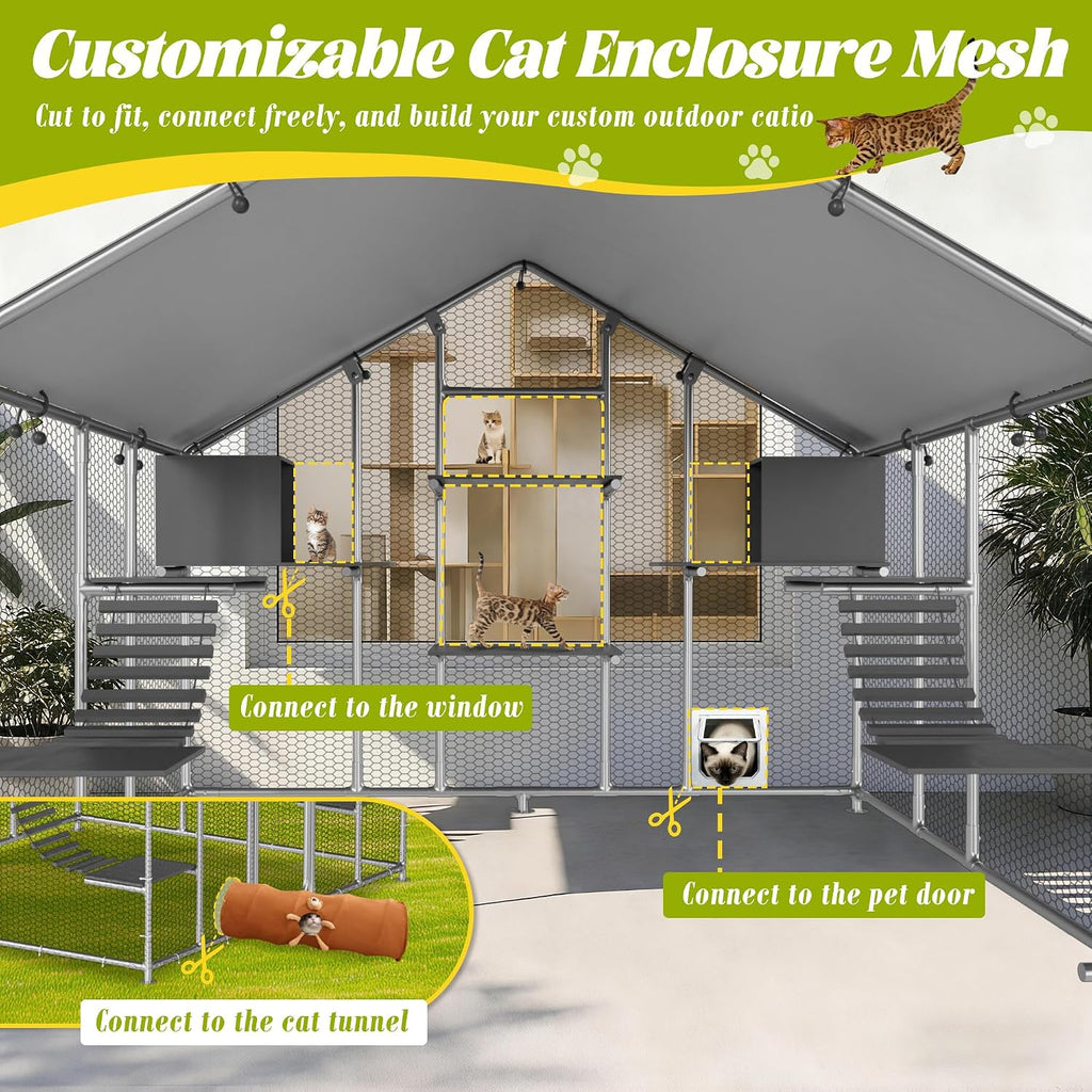95" Extra Large Catio Outdoor Cat Enclosure for Multiple Cats