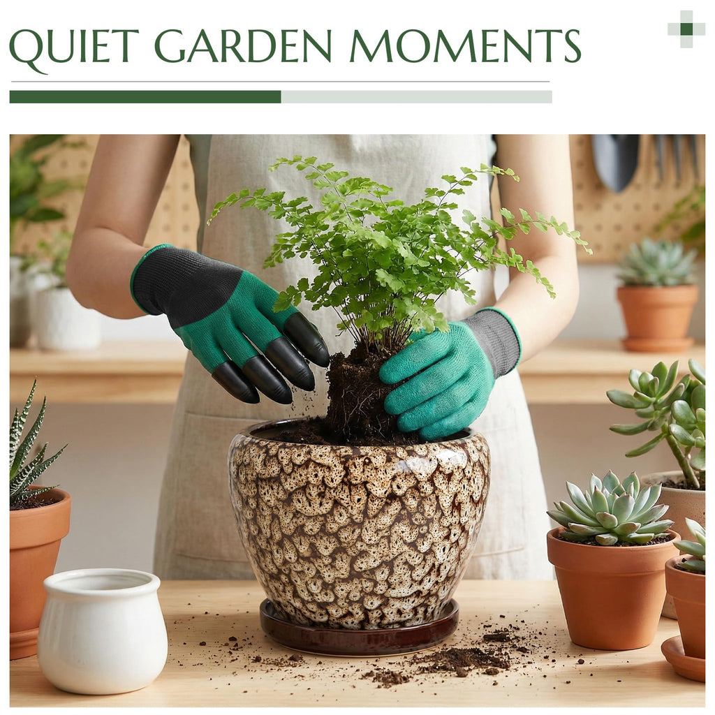 8.7 Inch Ceramic Planter with Saucer, Round Plant Pot for Indoor Outdoor Plants (Speckled White)
