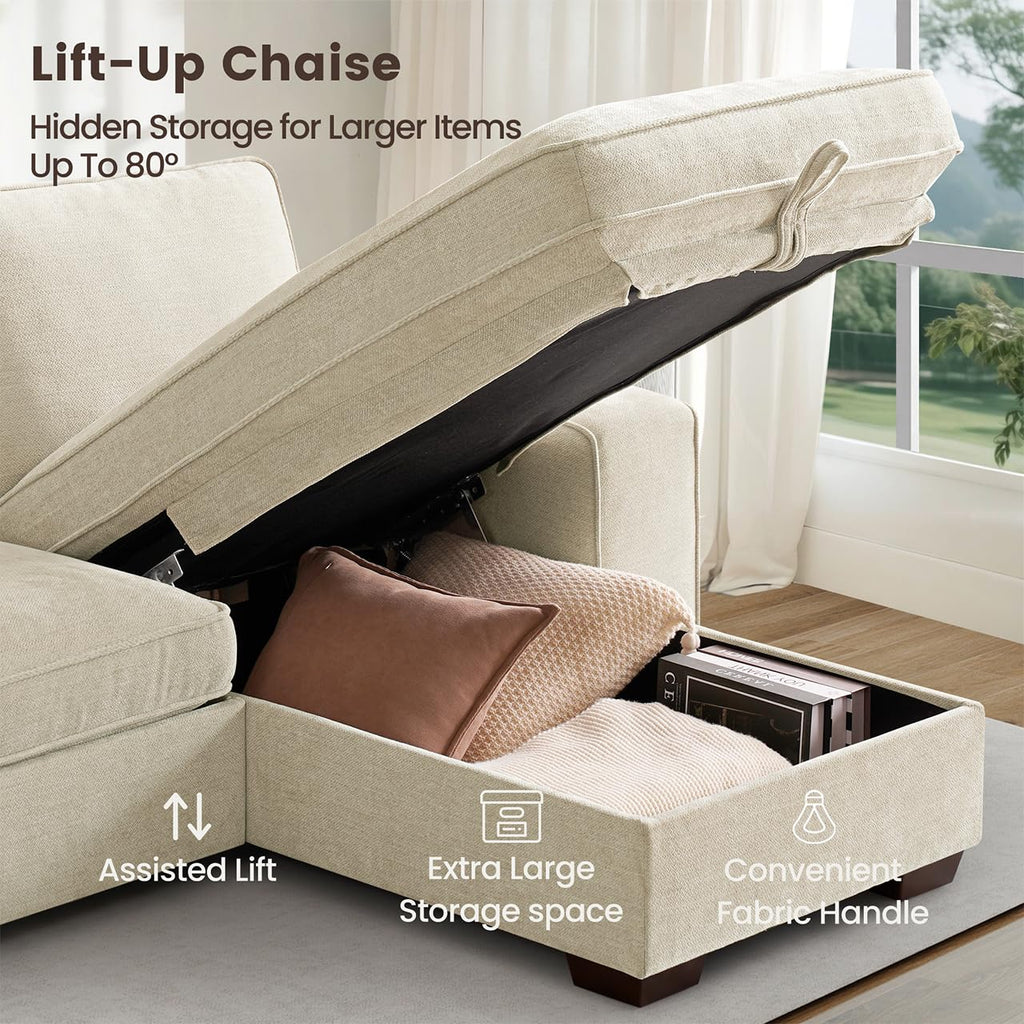 97" L-Shaped Sofa, Sectional Couch with Chaise Storage