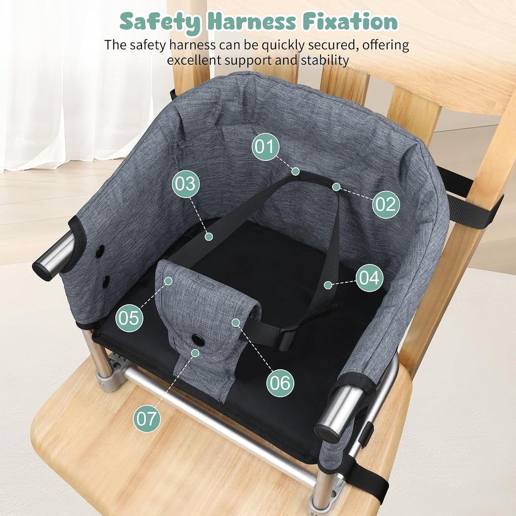 Booster Seat for Dining Table, 3-in-1 Portable Toddler Booster Chair with Safety Buckle, Height Adjustable & Foldable