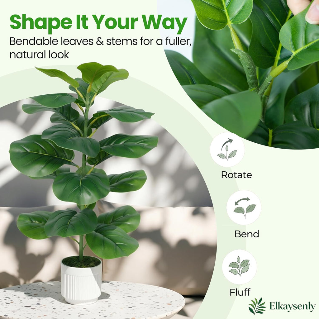 30" Fake Plants Fiddle Leaf Fig Tree,Faux Plants Indoor&Outdoor, Plants Artificial Decor Decoration - Set of 2