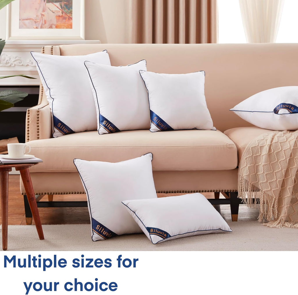 20x20 Down Alternative Pillow Insert 2 Pack, 100% Cotton Cover - Set of 2