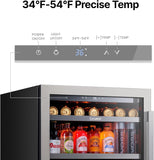 Beverage Refrigerator 24 Inch, 180 Cans Mini Fridge with Double Glass Door, Buil