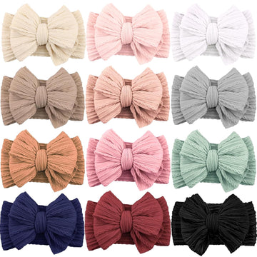 12 Pack Baby Headbands Super Soft Stretchy Nylon Baby Girl Headbands