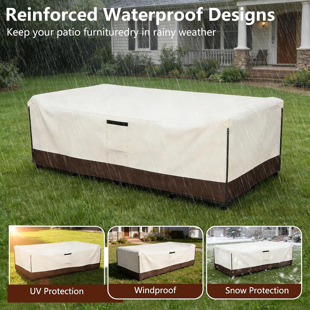 Patio Furniture Covers Waterproof,600D Heavy Duty Patio Cover for 6/7/8 PCS Sets Sectional Sofa Couch Dining Rocking