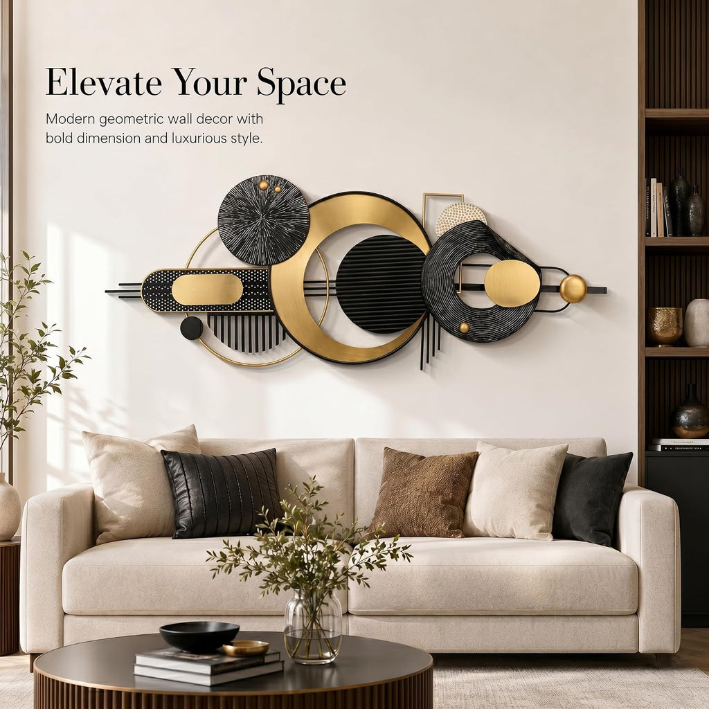 59x22in Large 3D Metal Wall Art,Geometric Design