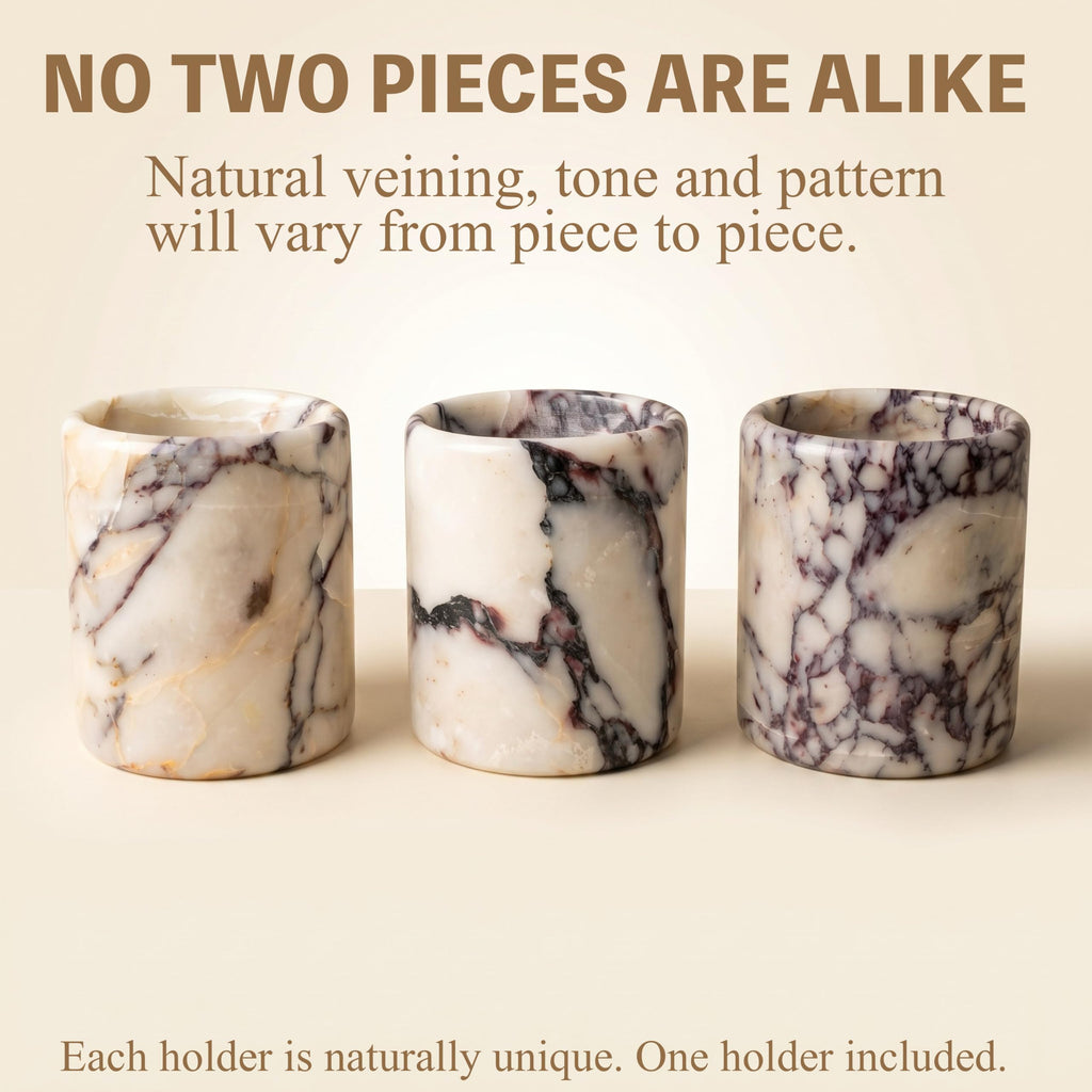 Calacatta Viola Marble Utensil Holder, Heavy Natural Stone Crock