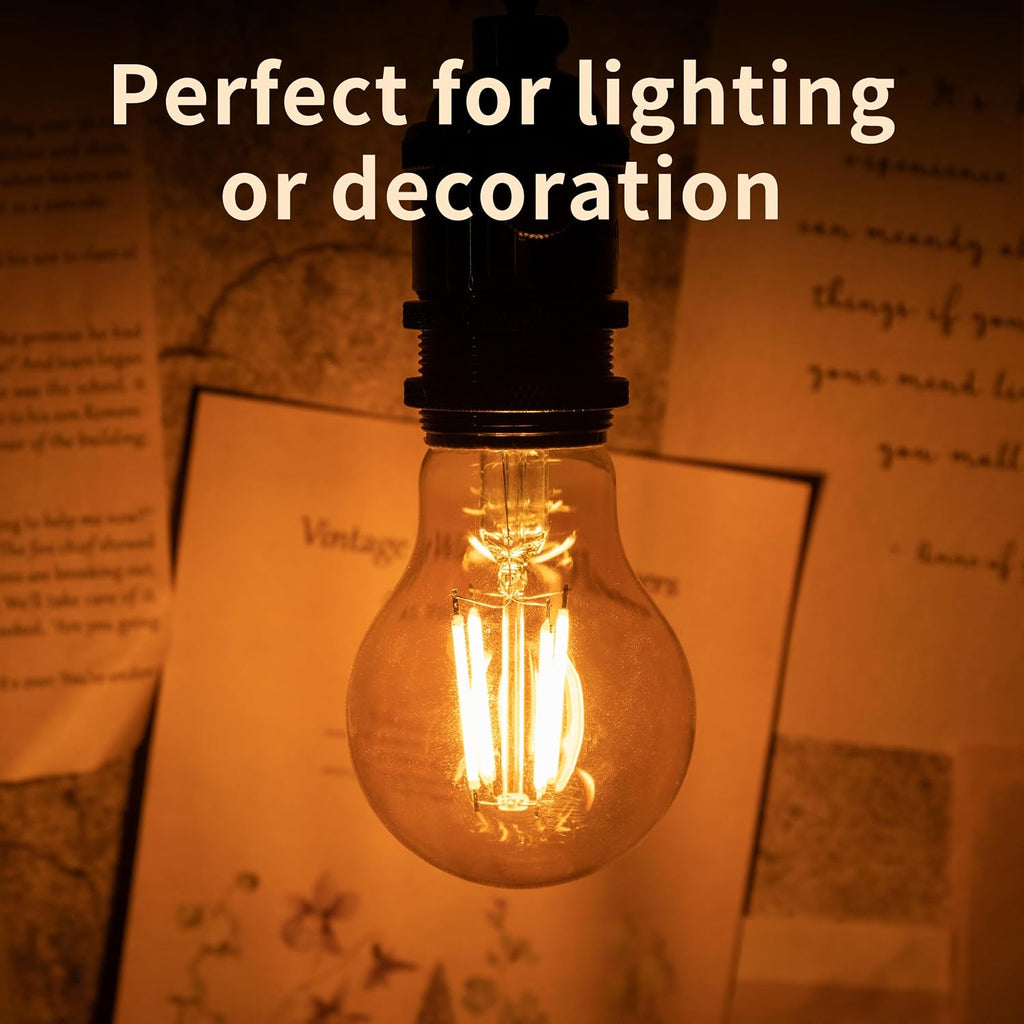 2200k Led Light Bulb,Vintage A19 Edison Bulbs,Dimmable Amber Warm White Tone Light Bulb,Antique Led Filament Light