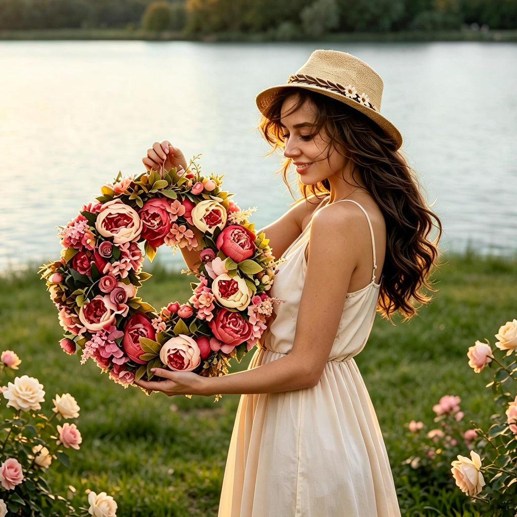 19 Inch Silk Peony Wreath