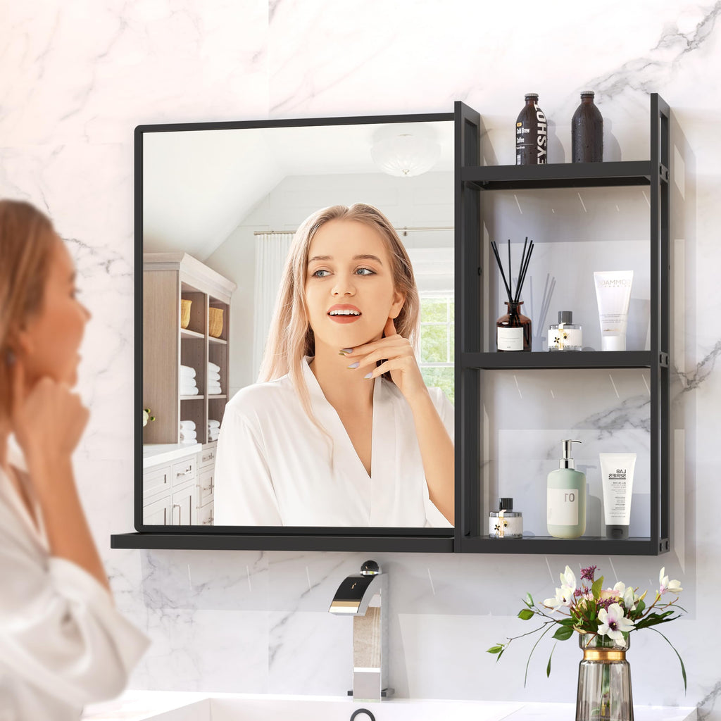 Bathroom Mirror with Shelf 31" x 24" Wall Mirror with Storage