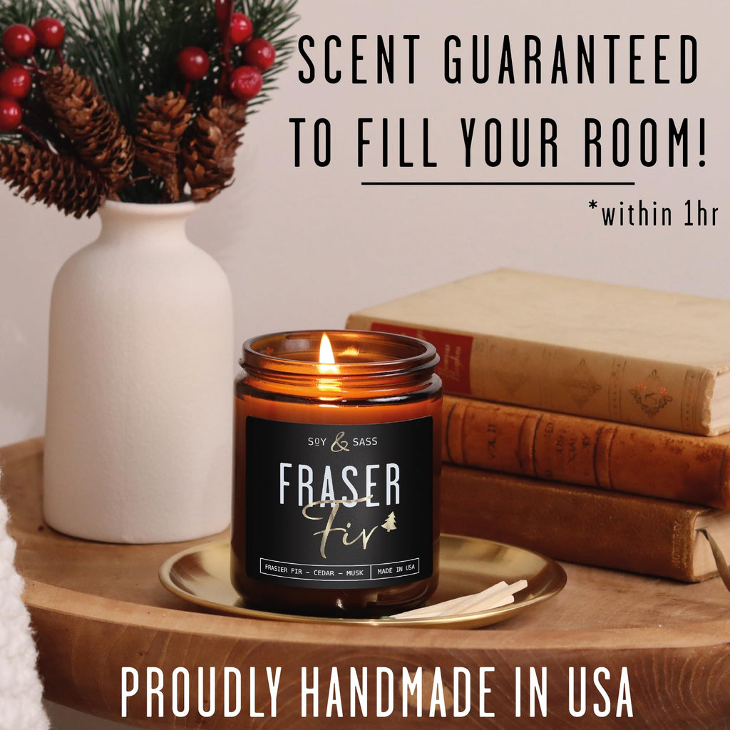 Fraser Fir Candles - Christmas Candles - 'Fraser Fir' w/Balsam Fir Cedar & Sandalwood Evergreen Tree Scent I Winter