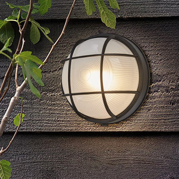 10 Inch Black Outdoor Bulkhead Light Fixture, Exterior Porch Wall Sconce
