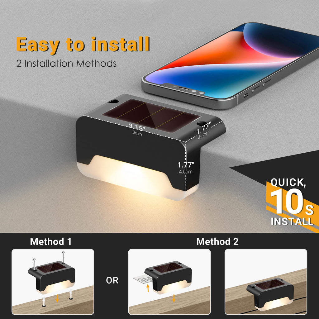 Solar Deck Lights, Solar Step Lights for Outside Waterproof Led Stair Light for Outdoor Fence, Balcony, Patio