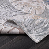 Indoor Outdoor Rug, Blue 5x7 Leaf Tropical Botanical Area Rugs