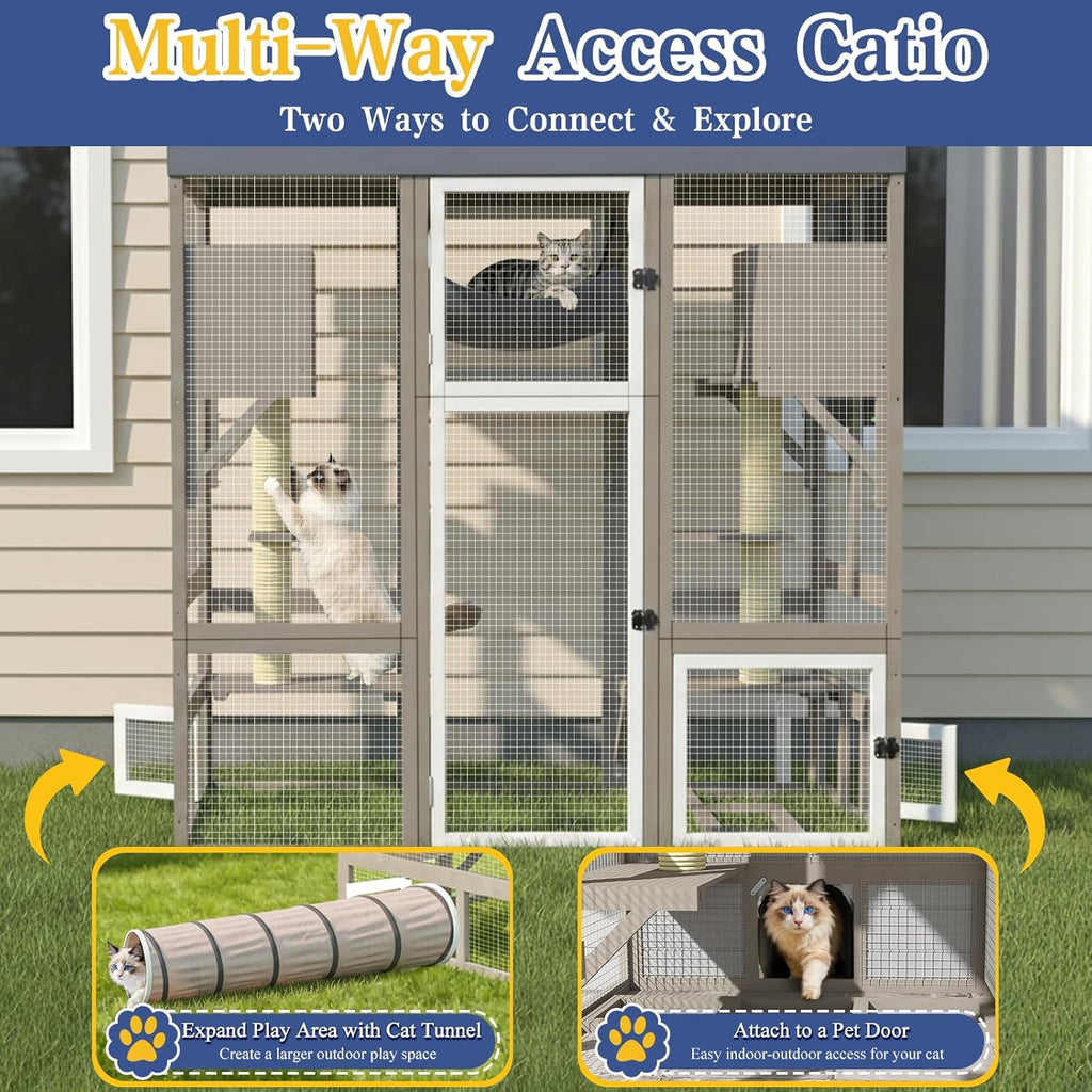 61.5" L Walk-in Catio Outdoor Cat Enclosure for Multiple Cats