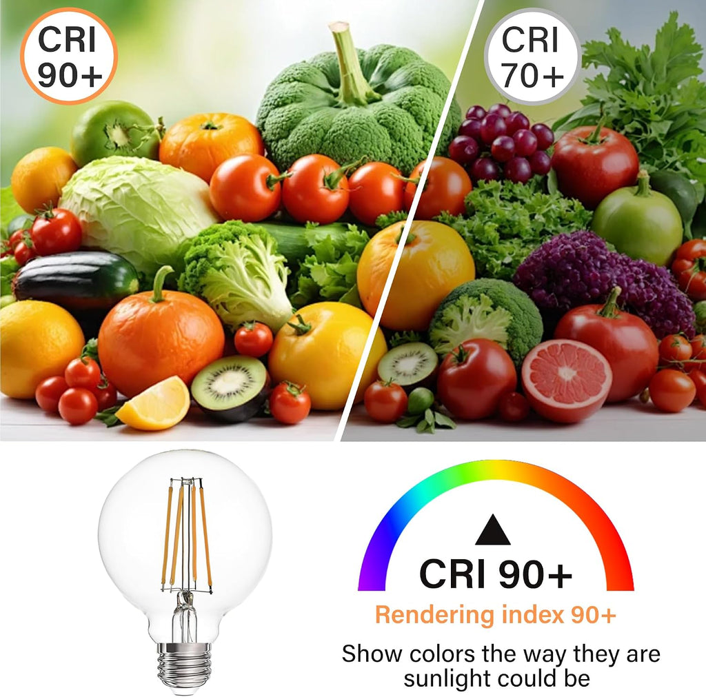 G25 globe Edison light bulbs 8W 1000LM(100W incandescent Equivalent) E26 dimmable Vintage Round LED Vanity Light Bulb