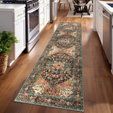 2x8 Washable Boho Runner Rug, Low Pile Non-Slip Carpet for Hallway Kitchen