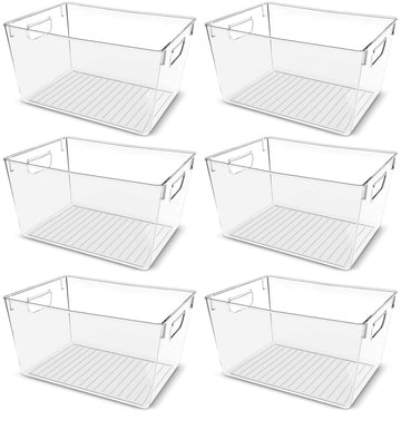 Pantry Organizers and Storage Bins, 6 Pack, Large, Clear