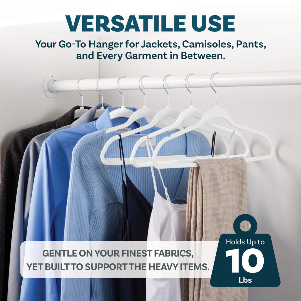 TM Non-Velvet Thin Hangers Space Saving White Hangers 50 Pack