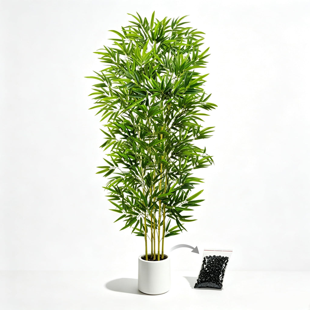 5FT Faux Bamboo Tree, Artificial Plants with Pot for Indoor Decor