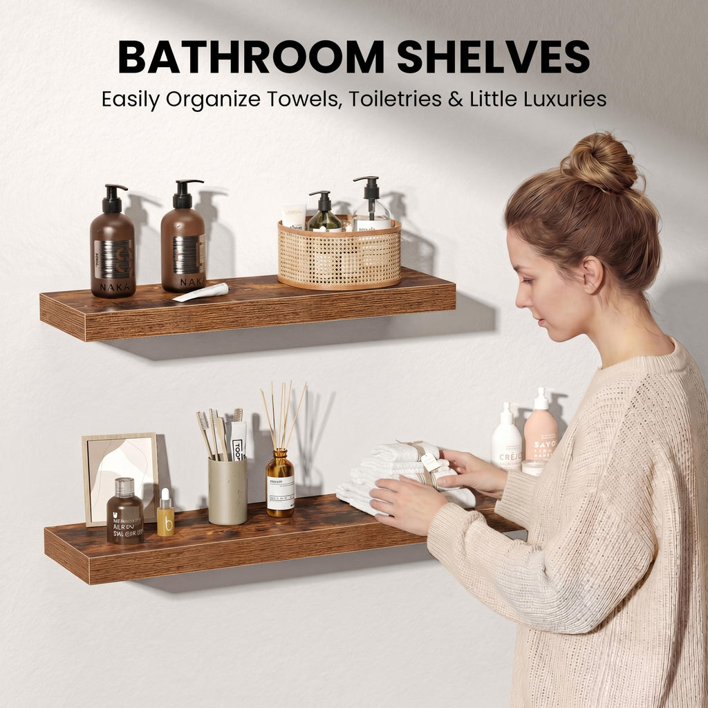 30Inch Floating Shelves for Wall, 8 Inch Deep Shelves |Bedroom|Kitchen Wall Mounted, Wood Hanging Shelf with