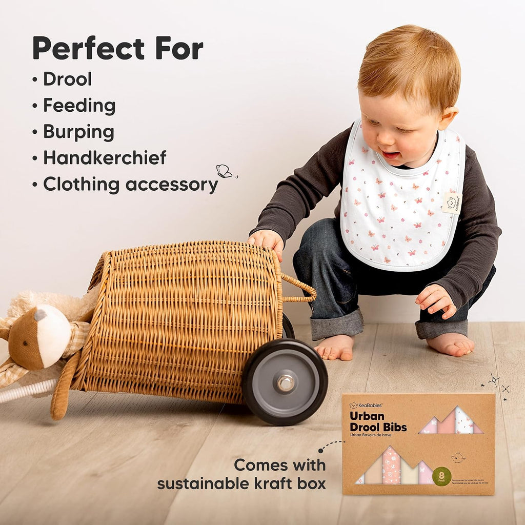 Pack Organic Baby Bibs for Drooling and Teething (Butterflies)