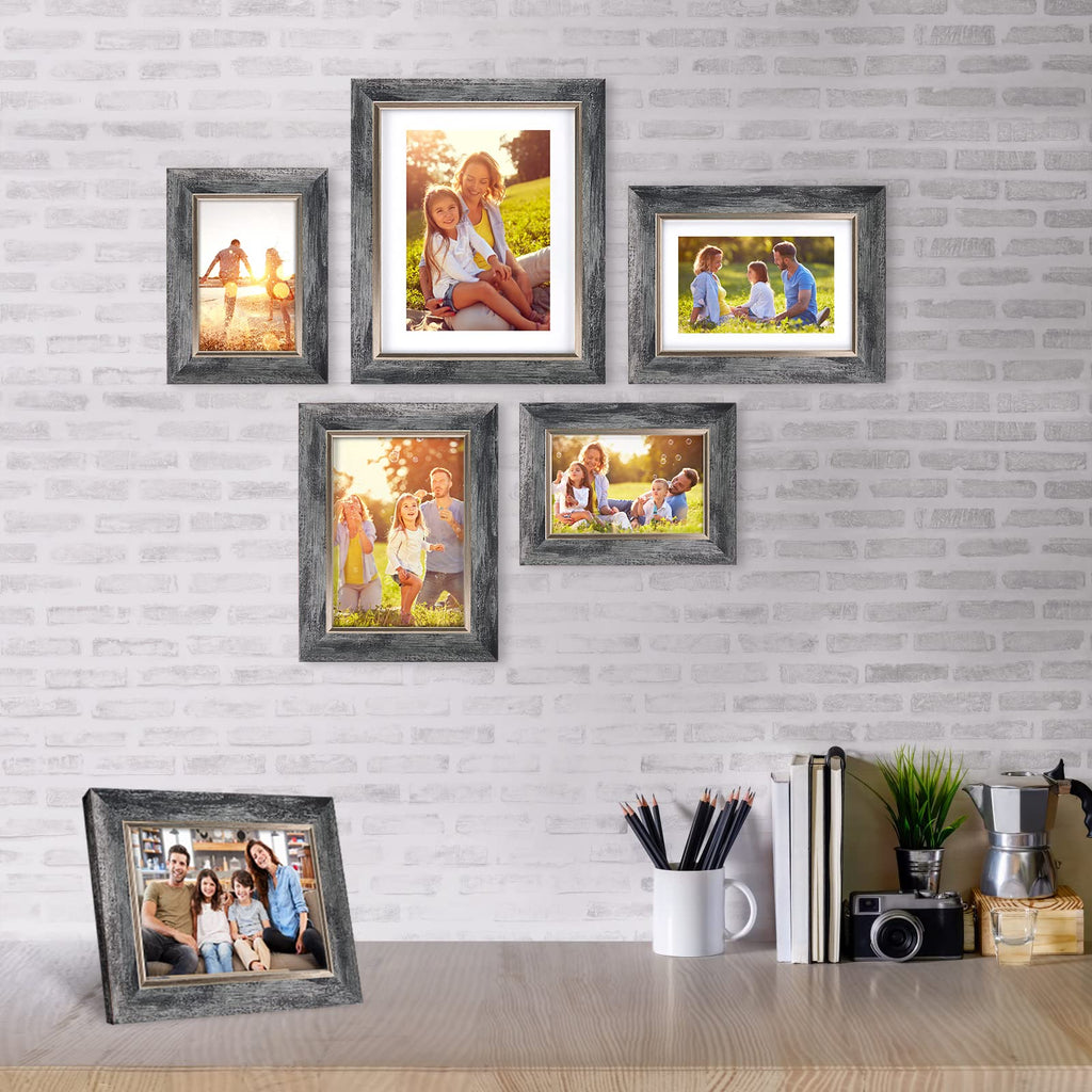 5x7 Picture Frames Set of 4, Rustic Retro Photo Frame(Grey)