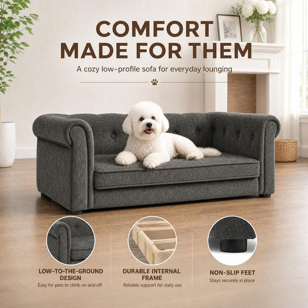 Dog Sofa Couch for Medium Dogs, Memory Foam Pet Couch with Washable Fabric Removable Cushion, Sofa Bed for Medium
