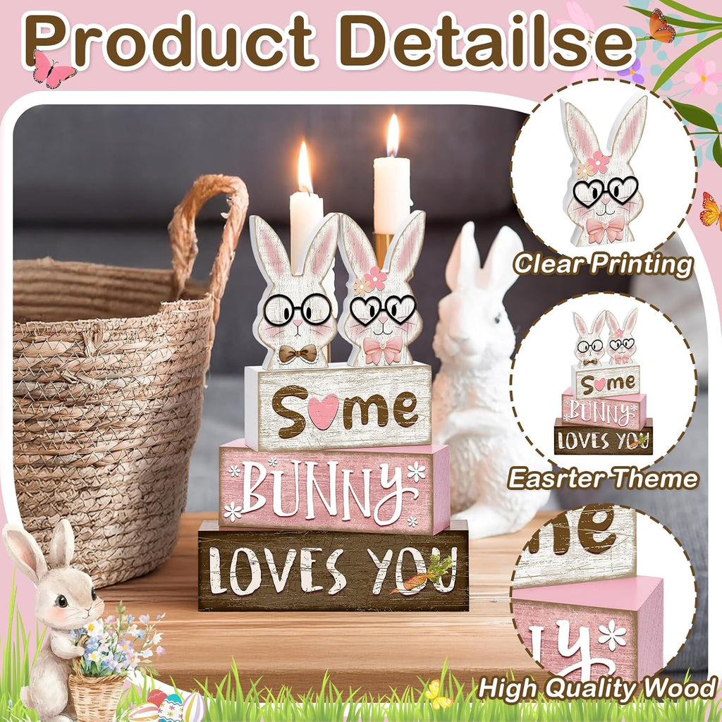 Tiered Tray Decor Set, , Wooden Table Sign, Easter Bunny - Set of 4