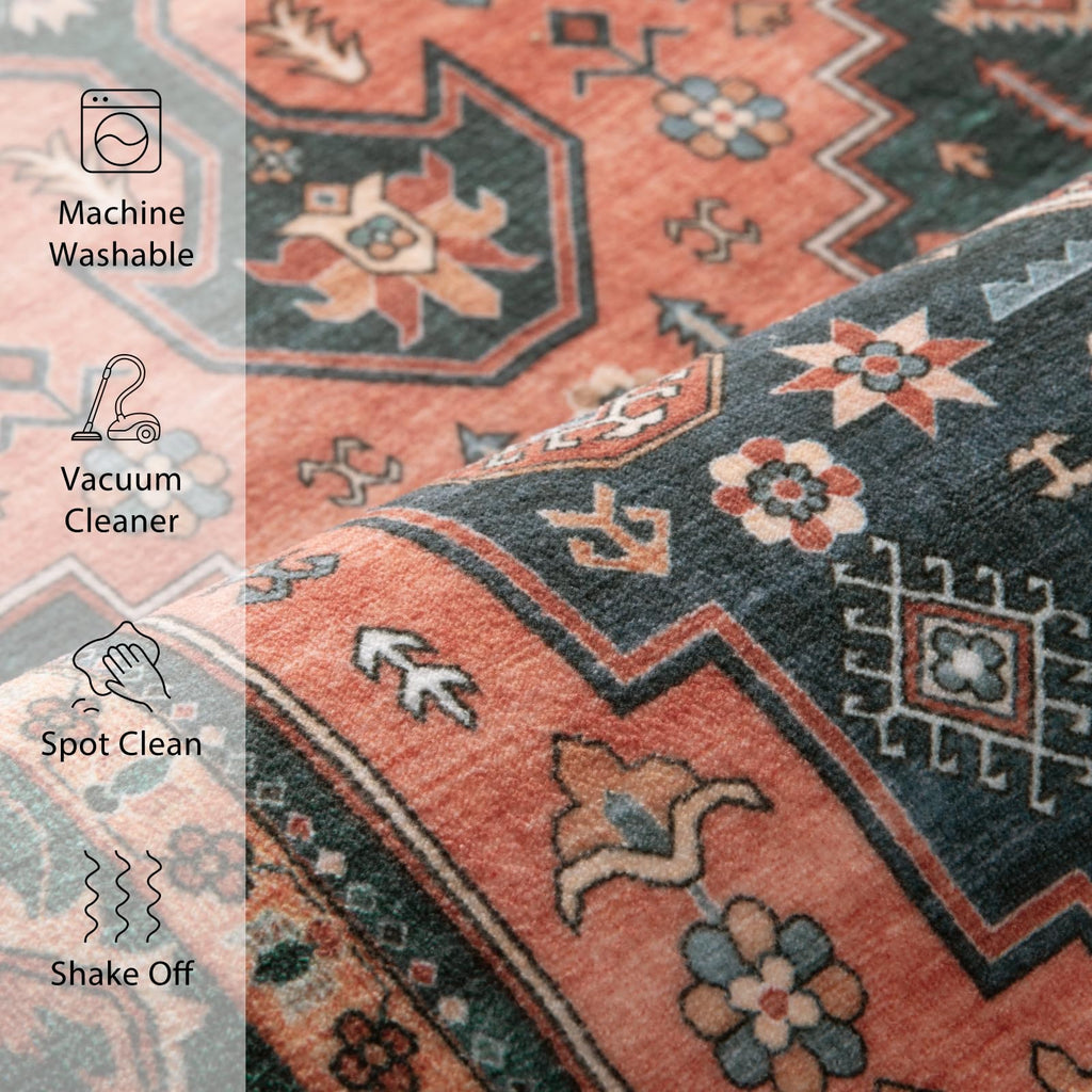 Oriental 6x9 Large Area Rug, Washable Non-Slip Rug
