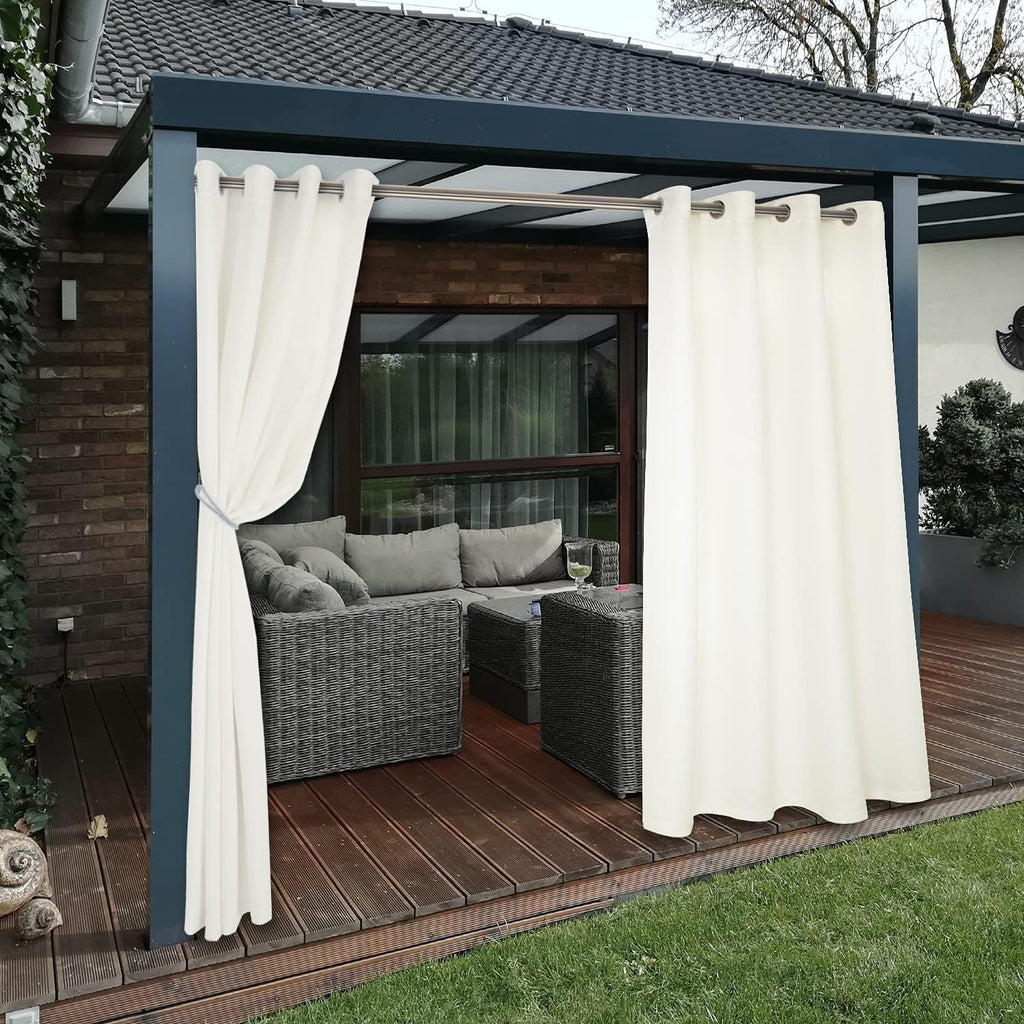 Waterproof Indoor/Outdoor Curtains Thermal Insulated | Sun Blocking Privacy Grommet Blackout Curtains /Porch/Living