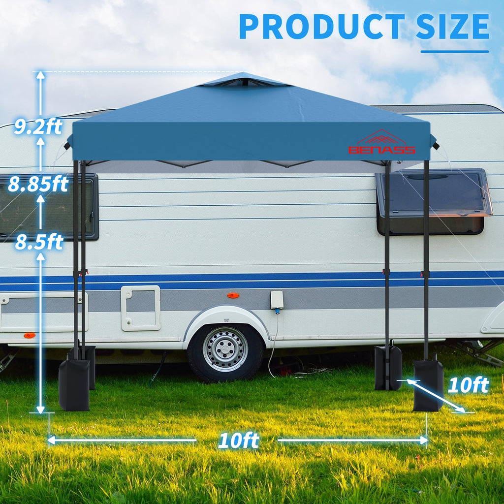 10x10 Pop Up Canopy Tent with 3 Sidewalls, Light Blue