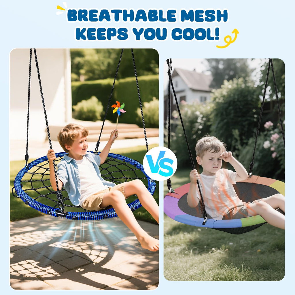 40" Spider Web Saucer Tree Swing for Kids & Adults - Blue
