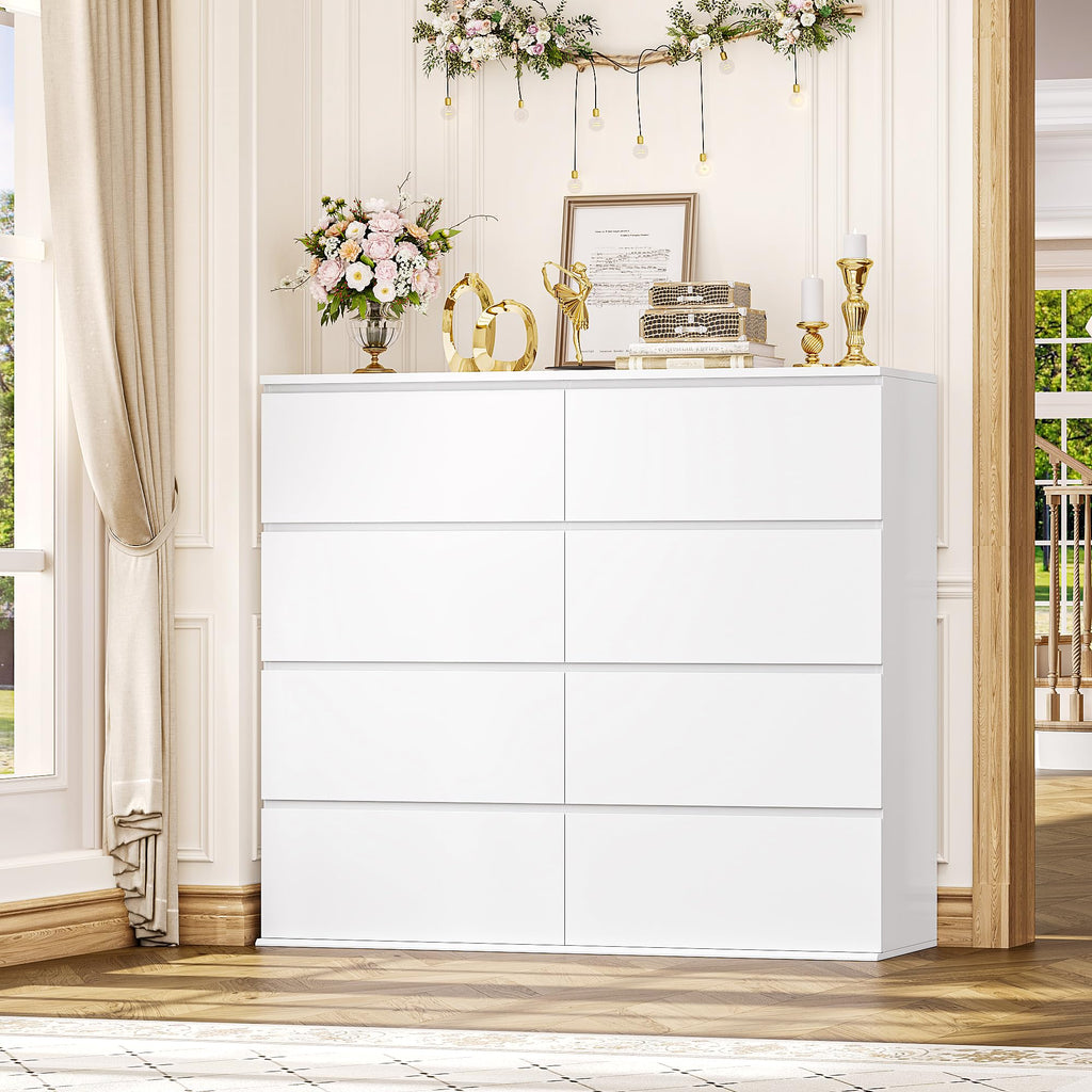 White Dresser, Dresser, 8 Drawer Chest of Drawers