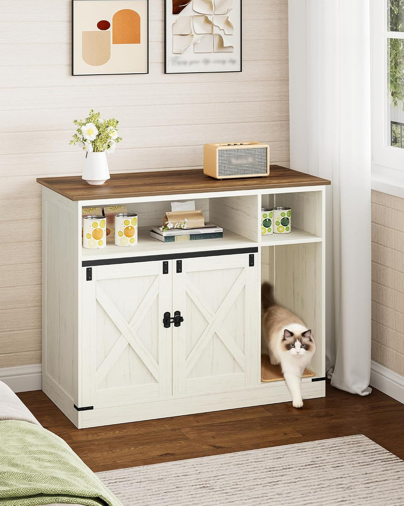 Cat Litter Box Enclosure, Hidden Litter Box Furniture with Storage