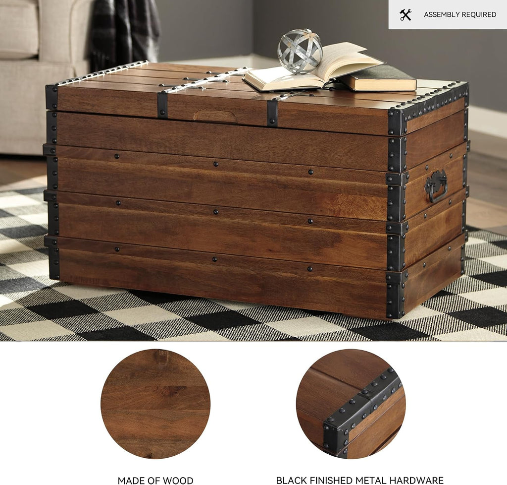 Kettleby Vintage Wood Storage Trunk or Coffee Table with Lift Top 19", Brown | Coffee table with storage, Crafted