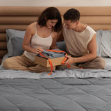 Queen Comforter Set - 7 Pieces Reversible Grey Bedding, GentleSoft Queen Bed Set Gift for Family