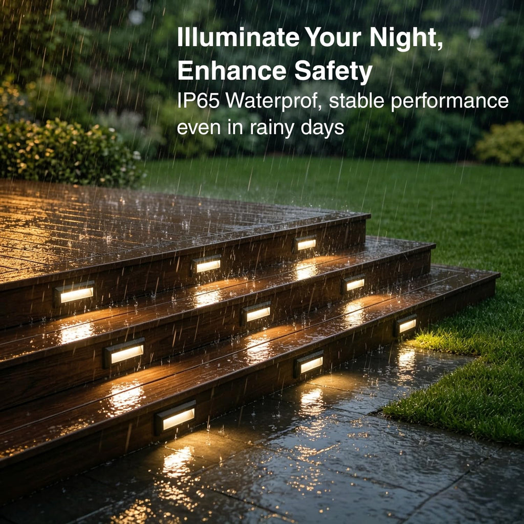 LED Outdoor Indoor Step Lights, Line Voltage 2W Landscape Stair Lights, 9Inch Non-dimmable 3000K IP65
