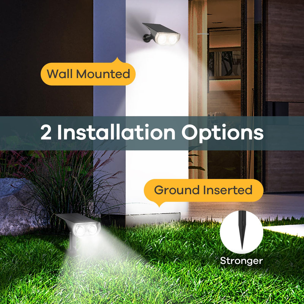 Solar Lights Outdoor Waterproof Landscape Spotlight Daylight 2 Pack