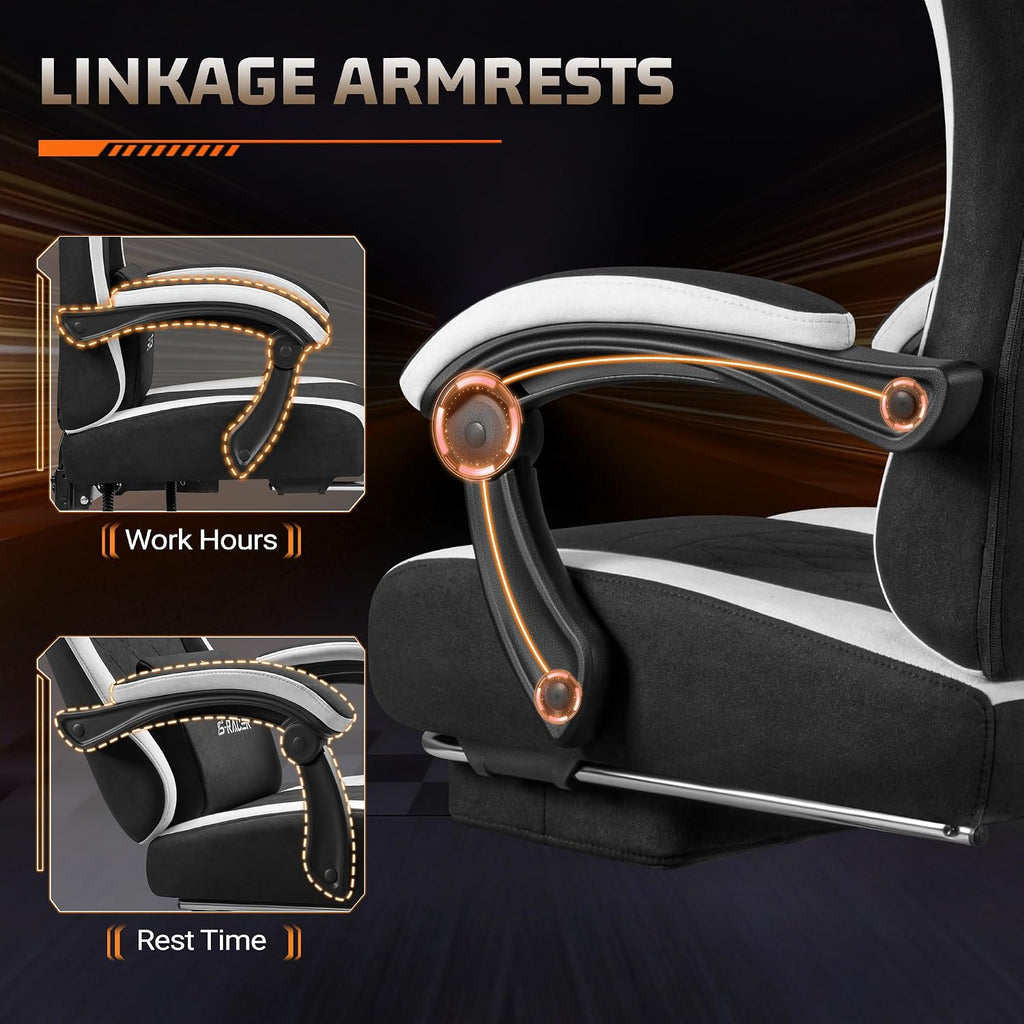 Gaming Chair with Massage & Footrest, Ergonomic Computer Office Chair, High-Back Racing Style Reclining Chair with