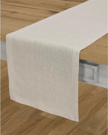 100% Pure Linen Table Runner Natural Long, Athena 14 x 108 in | Table Runners for dining, console and side tables |